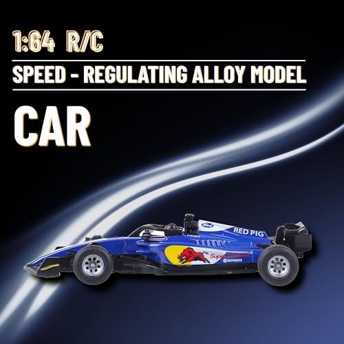 Image of Formula RC Racing Car for Kids 1:64 Scale Age 6+ Years | Mini Rechargeable Remote Control Sports Car with APP Control, LED Lights, 3 Speed Modes & Type-C Charging (Blue & White)