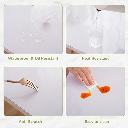 Image of 13 x 16 Inch Clear Table Protector - 1.5mm Thick Plastic Vinyl Table Mat for Desks