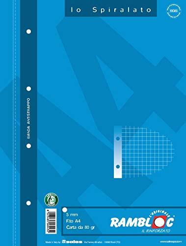 4 bloques en espiral reforzados A4 Rambloc FF.80 5 mm FSC