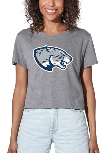 Augusta University Official Distressed Primary Logo Women's Crop Top T-Shirt, Athletic Heather, X-Large