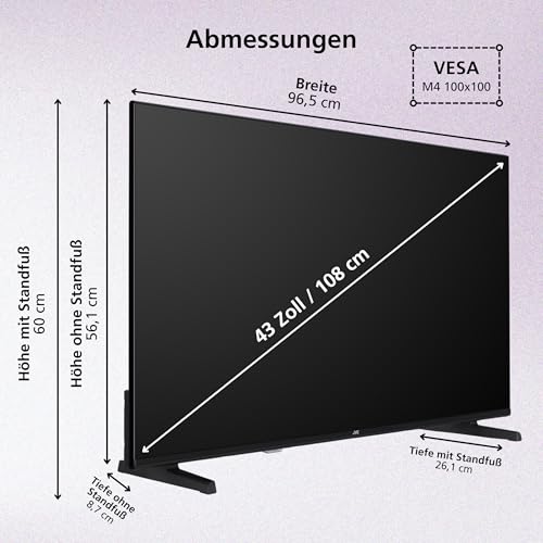JVC Fernseher 43 Zoll Fire TV 4K QLED Smart TV mit Dolby Vision HDR, Dolby Atmos, Alexa Sprachsteuerung und Triple Tuner, UHD Fernseher LT-43VRQ3555 (2026)