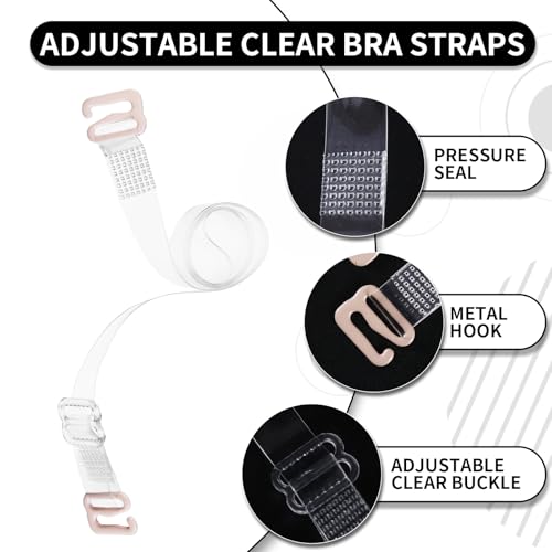 iMucci Clear Bra Straps 5Pairs Adjustable Clear Strap Invisible Bra Straps Non-Slip Shoulder Strap2