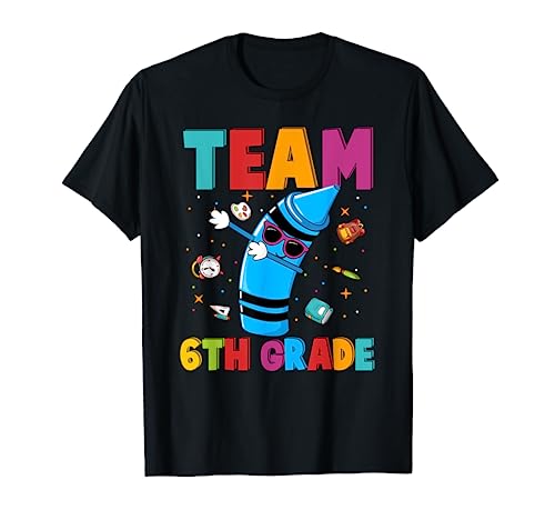 Team 6th Grade Dabbing Crayon Back To School Kids Gifts T-Shirt