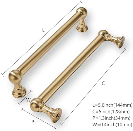 khtumeware 10 Pack 5 Inch Hole Center Champagne Bronze Cabinet Pulls Heavy Duty Solid Satin Brass Cabinet Handles for cabinets Dressers Kitchens Handles Bathroom cabinets — view 2