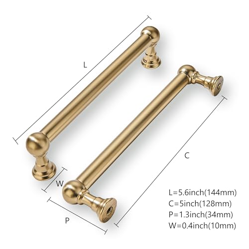 khtumeware 10 Pack 5 Inch Hole Center Champagne Bronze Cabinet Pulls Heavy Duty Solid Satin Brass Cabinet Handles for cabinets Dressers Kitchens Handles Bathroom cabinets by khtumeware - Used condition - Image 2