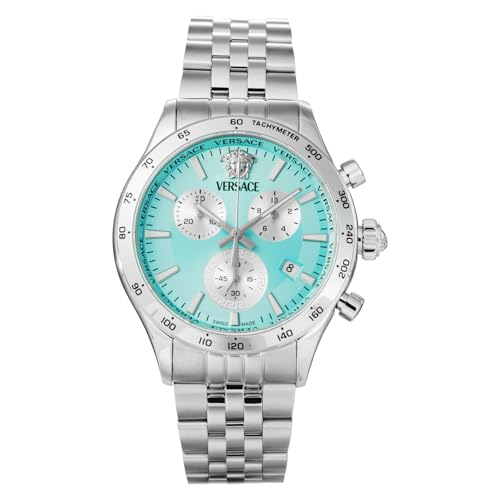 [VERSACE] メンズ 腕時計 ヴェルサーチェ ブイコード VECFA0724 クォーツ 5気圧防水 サフィアガラス ライトブルー文字盤 ステンレススチール [並行輸入品]