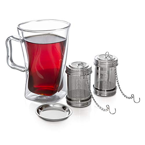 Tea Ball Infuser For Loose Tea 2 Pack Stainless Steel Filters Trainer With Double Screw Threaded Connection For Easy Cleaning Extra Fine Mesh Tea Ball Infuser Brew Tea, Spices & Seasonings #TOP5