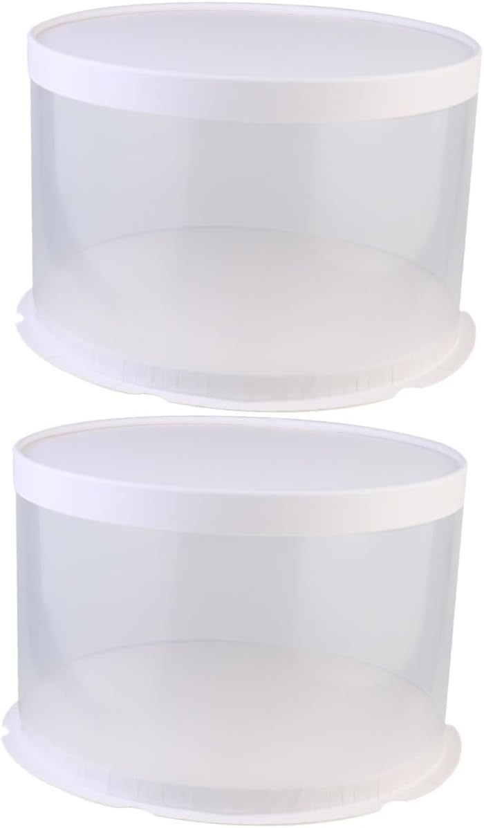 2 Pcs Boxes Cake Box Clear Cake Holder Cupcake Containers Cake Carrier Container Cake Containers with Lids Round Clear Plastic Container Travel White Display Cover Paper Storage
