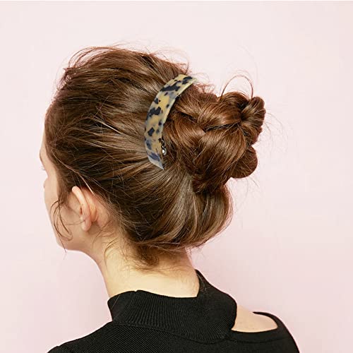8Pcs Large French Hair Barrettes For Women, No Slip Large Barrettes For Thick Hair,Retro Classic Acrylic Hair Clips Wide Curved Automatic Clasp #TOP5