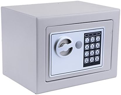 Digital Electronic Safe Security Box, Fireproof Deadbolt Lock Wall-Anchoring Safe Deposit Box for Jewelry Money Cash Valuables (Silvery)
