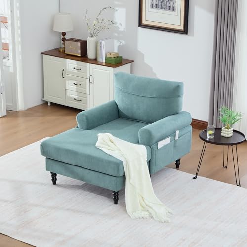 Zentrava Mint Green Chaise Lounge Chair Indoor, Oversized Armchair with