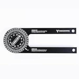 PEC Miter Protractor – 7¼” Manual Angle Finder with Laser-Etched Graduations, 360° Rotation, Durable Aluminum Protractor for Carpentry, Plumbing, and Trim Work