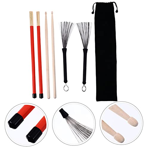 Set de 7 piezas accesorios para batería con baquetas y cepillos miniatura 3