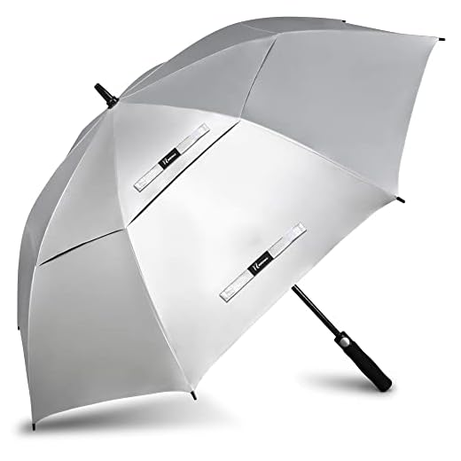 NINEMAX UV Potection Golf Umbrella, 54 Inch UV Umbrellas for Sun Blocking Large Windproof for Rain (Sliver Black)