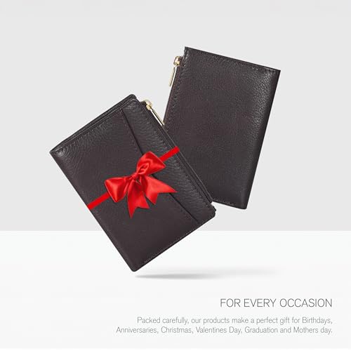 Image of Oak Leathers Leather Wallet For Women - Small RFID Coin Purse Credit Card & ID Holder for Ladies, Gift for Women's, Bifold Wallets (Nappa Brown)
