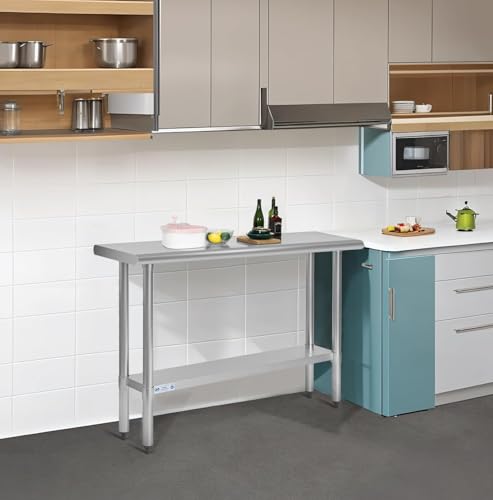 Hally Stainless Steel Table for Prep & Work 18 x 36 Inches, NSF Commercial Heavy Duty Table with Undershelf and Galvanized Legs for Restaurant, Home and Hotel - Thumbnail 2