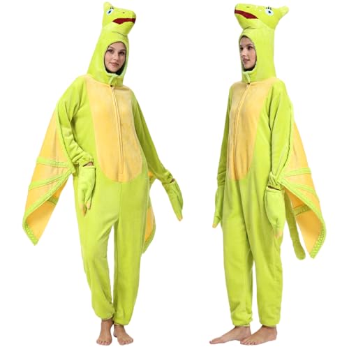 NEWCOSPLAY Unisex Adult Green Pterosaur Onesie Pajamas Animal One Piece Halloween Costume Cosplay Sleepwear (Green Pterosaur XX-Large)