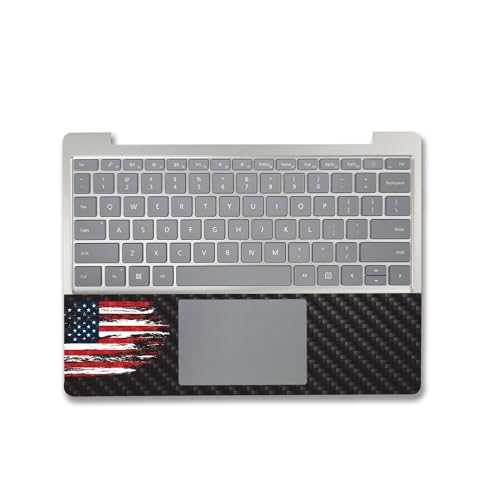 Image of MightySkins Carbon Fiber Skin Compatible with Microsoft Surface Laptop Go 3 (2023) Full Wrap Kit - Tattered Flag | Protective, Durable Textured Carbon Fiber Finish | Made in The USA
