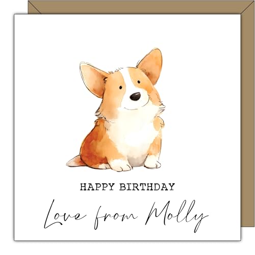 Personalised Corgi Birthday Card – Add Any Name & Relation – Cute Dogs Design for Mum, Dad, Friend – Custom Doggy Cards for Pet Lovers