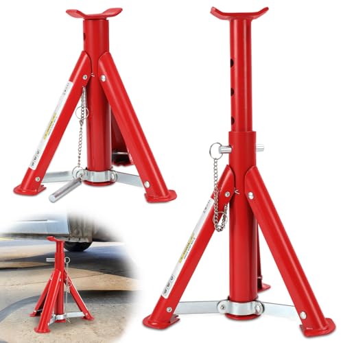 Izrielar Yakimz - Caballete para coche (2 T, altura regulable (29 – 40,5 cm), soporte de apoyo para SUV y automóviles, barra de seguridad, máxima estabilidad al cambiar neumáticos y mantenimiento del