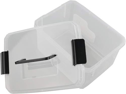 Vista 21 de Caja de almacenamiento de plástico de 10 L, caja de cierre transparente con asa, juego de 4