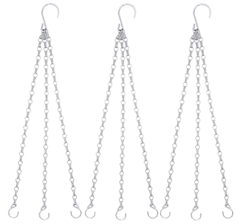 Heybe Silver Hanging Basket Chain,3 Point 20 Inch Hanging Chains With Hooks For Pot Replacement Plant Hangers For Planters And Lanterns (Pack Of 3) #TOP3