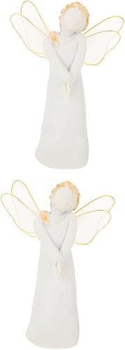 VOSAREA 2 piezas de ornamento de estatua de ángel de la natividad artesanal, decoración de Navidad, decoración de escritorio, decoración del hogar,