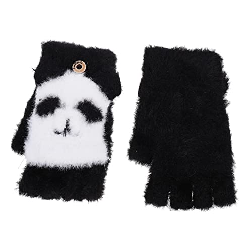 BESTYASH 1 Pair Boys and Girls Warm Gloves Cartoon Flip Half Finger Gloves for Winter Outdoor Play