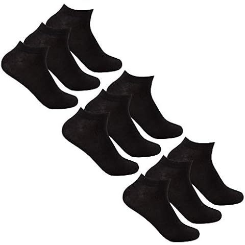 Ladies 9 Pairs Trainer Liner Socks Plain Ankle Gym Everyday Cotton Rich 4-8 Black Cover