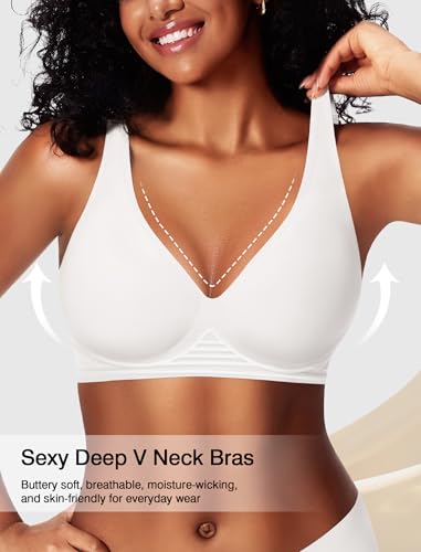 Image of Deep V Wireless Jelly Bras for Women Push Up Bralette Seamless No Underwire Support T-Shirt Comfort Plunge Full Coverage