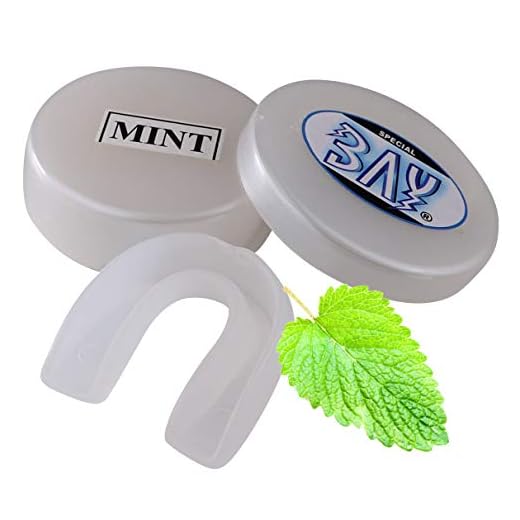 BAY MINZ AROMA ZAHNSCHUTZ, Farbe TRANSPARENT für Erwachsene & Jugendliche, mit Hygiene BOX Dose, CE, Sport Mundschutz, Zahnschützer, Mundschützer, Senioren ab ca. -13 Jahre, klar durchsichtig weiss farblos Mint Pfefferminz Boxen Kampfsport Eishockey Handball Wasserbad Allround