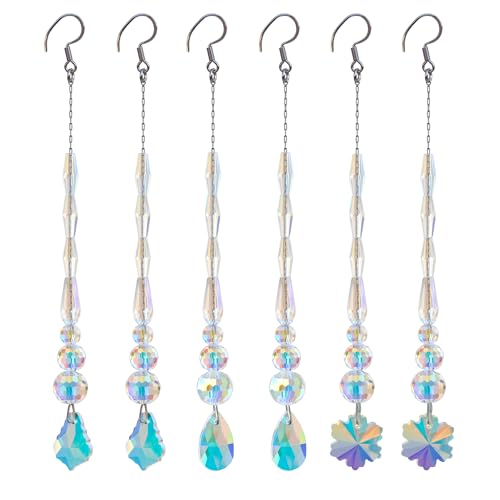 Chandelier Crystal Ornaments Hanging Crystal Pendant Beads Garland for Christmas,Wedding,Home Decoration -6Pcs