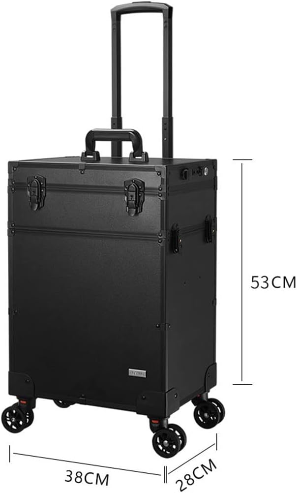 Makeup Trolley Case Aluminum Travel Beauty Suitcase LED Light with Cosmetics Organizer Tool Box
