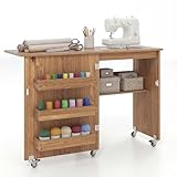 GIANTEX Nähtisch klappbar, Nähmaschinentisch auf Rollen, Nähtisch für Nähmaschine, Nähschrank...