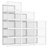 Pinkpum Shoe Ogranizer for Closet, 12 Pack Shoe Storage Boxes Clear Plastic Stackable Shoe Box, Shoe