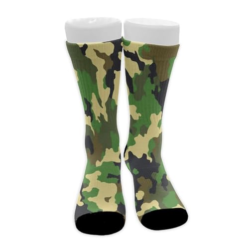 CWECVWE Boy's Dress Decor Socks Sport Baseball Compression Socks Travel Fashion Decor Army Camo Camouflage