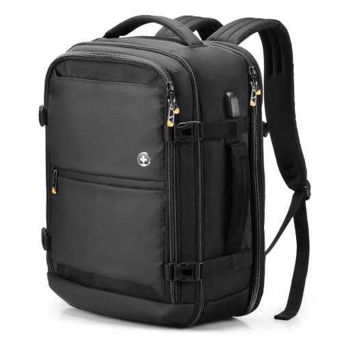 Image of Swissdigital Design Travel Laptop Backpack 43l with USB Charging Port,TSA Friendly Flight Approved Carry-on Luggage Hand,Business Backpack,Large Weekender Bag Fits 17 Inch Laptop Black | SD1748-01