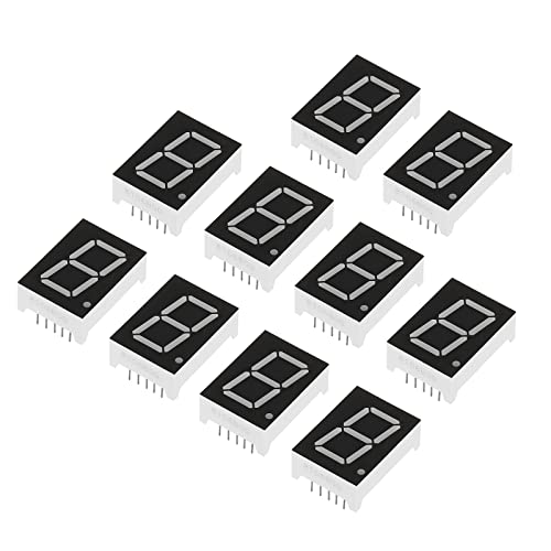 Image of PATIKIL LED Display Digital Tube, 10 Pack Common Anode 7 Segment 10 Pin 1 Bit 3.3V 0.8" Digit Height LED Display Module for Electronic Driver Board, Green