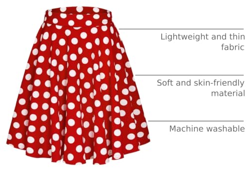 Image of EXCHIC Women's Casual Stretchy Flared Mini Skater Skirt Basic A-Line Pleated Midi Skirt