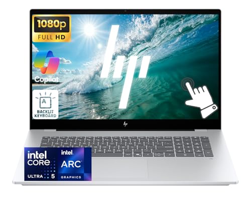 Image of HP OmniBook 7, 17.3 inch FHD Touchscreen Next Gen AI Business Laptop Computer, Intel Core Ultra 5 226V (>i7-1355U), 16GB RAM 512GB SSD, Windows 11 Pro, Backlit Keyboard, Thunderbolt 4, Glacier Silver