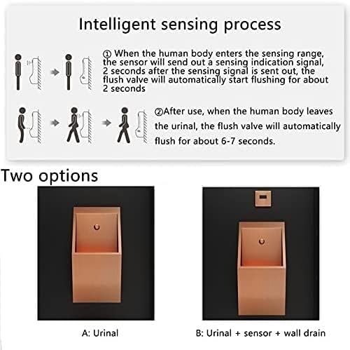 Bathroom Toilet Urinal for Male Sanitary Ware, Universal Washout Urinal Wall Mounted Stainless Steel Urinal Funnel, Touchless Washout Urinal Deepen The Bottom (Size : B) ()