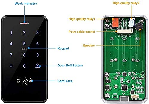 Lexi Ultimate Full Waterproof Rfid Keypad, 3000 Users Capacity, 125Khz Stand-Alone Access Control Touch Screen Panel, Pin Code, Wiegand 26, With 10Pcs Rfid Key Fob Cards, Can Be Installed Outdoor #TOP3