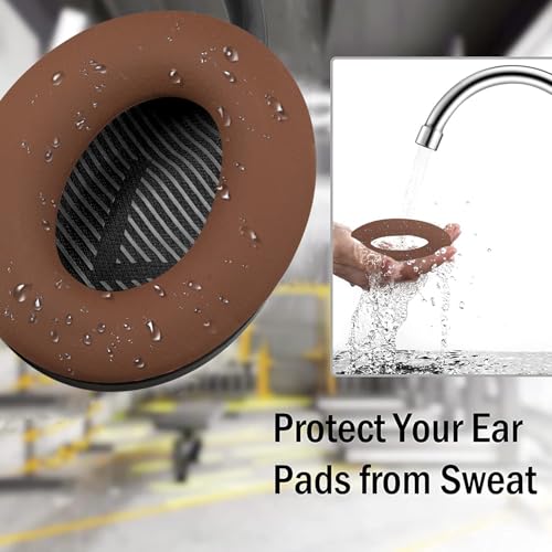 Image of SOULWIT Silicone Ear Pads Cover Protector for Bose QuietComfort QC15 QC25 QC2 QC35 QC45 /Ae2 Ae2i Ae2w /SoundTrue & SoundLink AE Headphones Cushions, Sweatproof, Easily Washable - Coffee