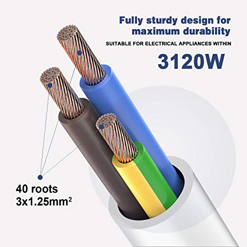 ExtraStar 4 Way Extension Lead with 2 USB Slots, 13A UK Plug Extension, Wall Mounted Power Strips with 3M/9.5FT Extension Cable - White - Image 2