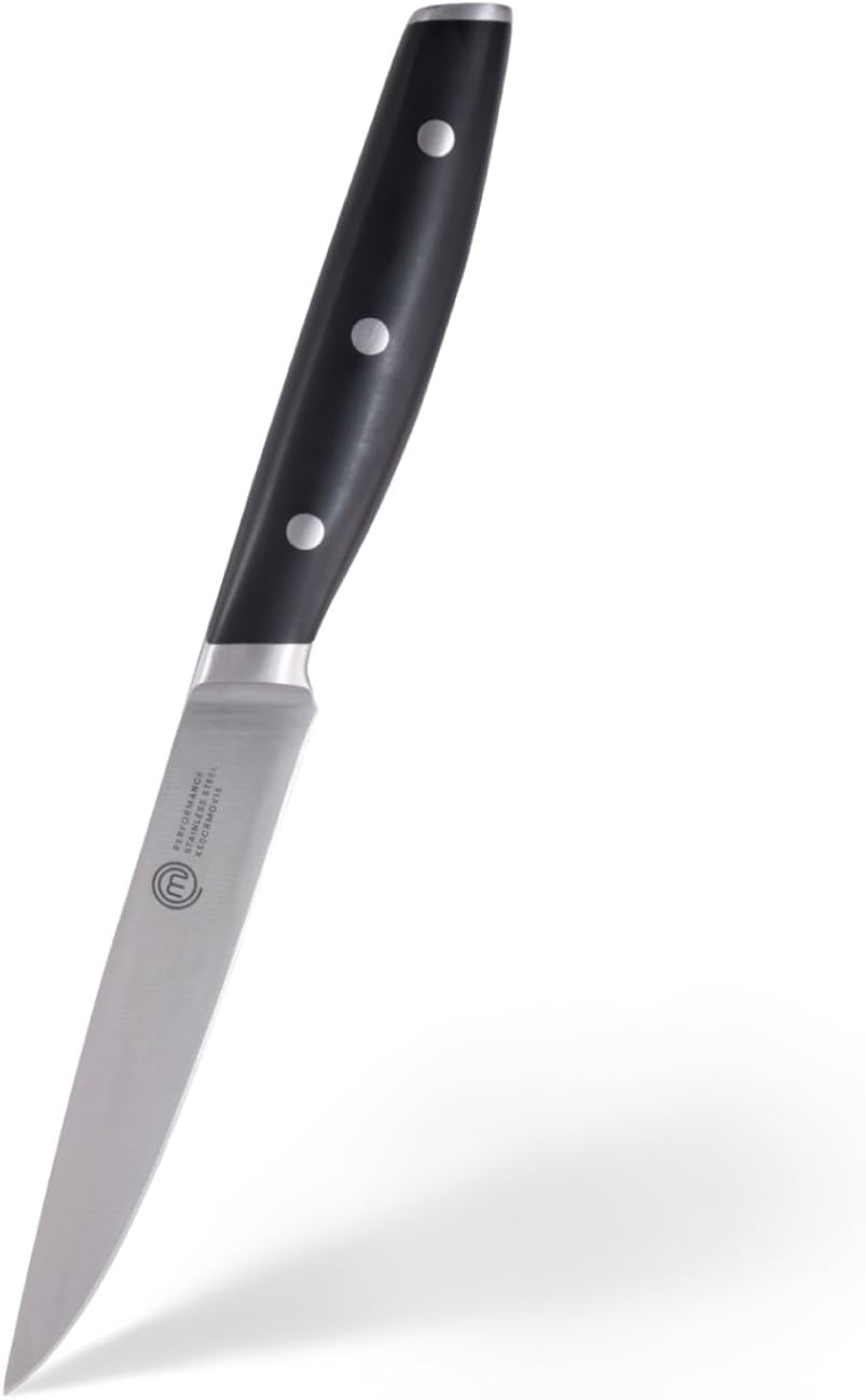 MasterChef Utility Knife 9.5" with High Carbon Stainless Steel Blade and Triple Riveted Handles, Professional Quality Kitchen Knife for Precision Cooking at Home, Perfectly Balanced, Razor Sharp