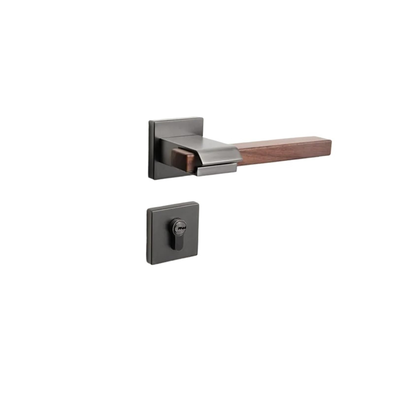 Poignée de porte en noyer au design épuré pour chambre parentale