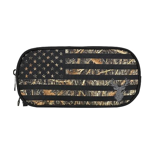 Image of ANANGTEE Camo Deer Flag Pencil Pouch Case for Teen Girls Kids Boys | Large Capacity, Zippers Pouches, Unisex, Women and Men, Clutch