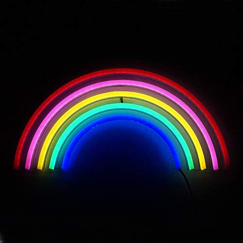 Image of Rainbow Neon Light, Cute Colorful Neon Rainbow Sign, USB Powered Night Light as Wall Decor for Kids Room, Bedroom, Christmas, Festival, Party (L)