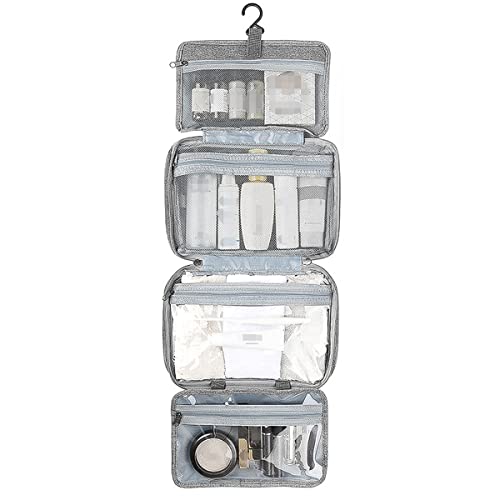 Hanging Travel Toiletry Bag, Men and Women Travel Make up Wash Bag, Portable Cosmetic Bag Waterproof Multifunctional Travel Organizer for Women, Men, Girls, Business Trip (Grey)