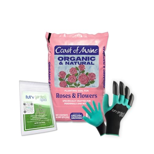 Coast of Maine RF3500 Rose & Flower Planting Soil 20 qt with My Garden Pool 7-in-1 Soil Test Strips,...